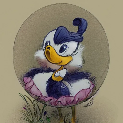 Image similar to daisy duck, by disney and jean - baptiste monge