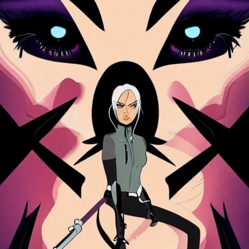 Prompt: New Aeon Flux movie poster by Peter Chung