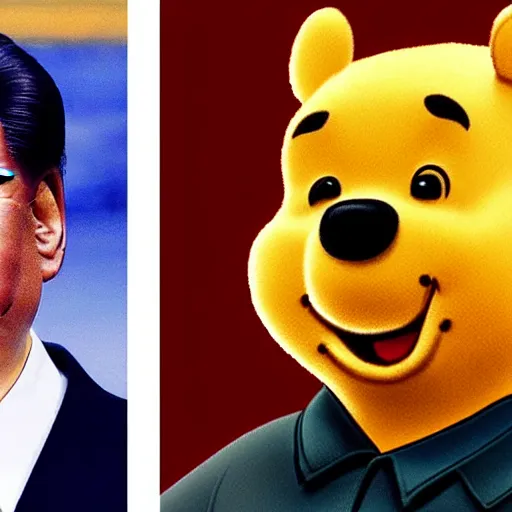 Prompt: Xi Jinping looking like Winnie the Pooh, parody