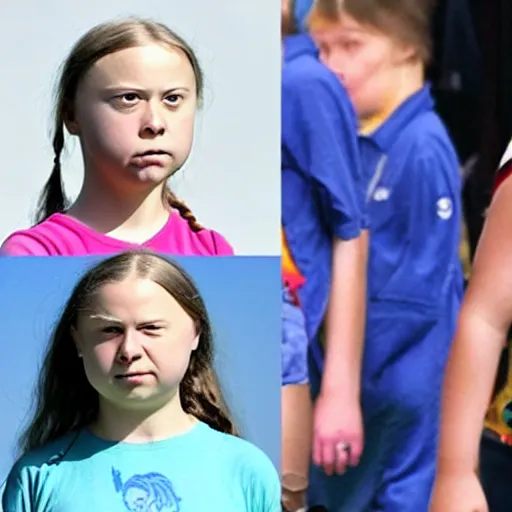 Prompt: greta thunberg on steroid rage in heaven