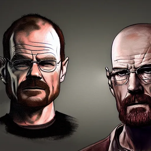 Image similar to concept art of dexter morgan and walter white together