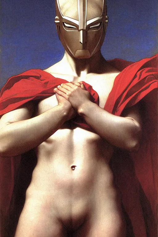 Prompt: portrait of a ultraman, majestic, solemn, by bouguereau