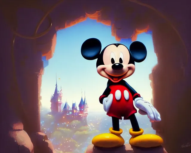 Image similar to highly detailed portrait of mickey mouse, in animaniacs, stephen bliss, unreal engine, fantasy art by greg rutkowski, loish, rhads, ferdinand knab, makoto shinkai and lois van baarle, ilya kuvshinov, rossdraws, tom bagshaw, global illumination, radiant light, detailed and intricate environment