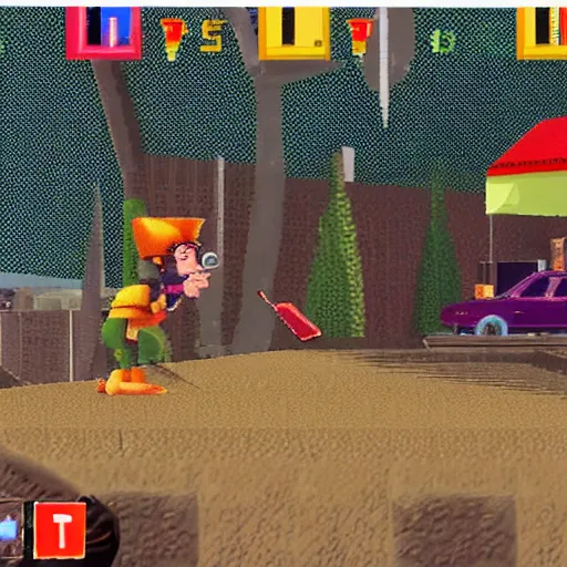 Prompt: a screenshot of a playstation 1 game