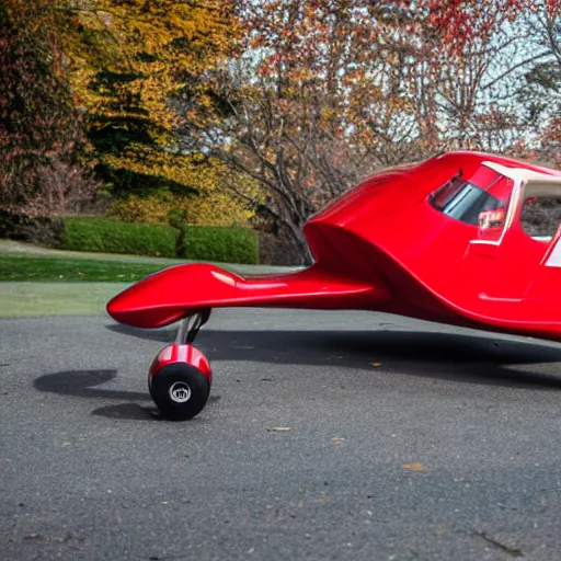 Image similar to 1950s red sporty electric flying hovercar 35mm 8k product photo