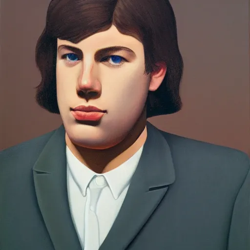 Image similar to painting of a young david gilmour by rene magritte, hd, 4 k, detailed, award winning