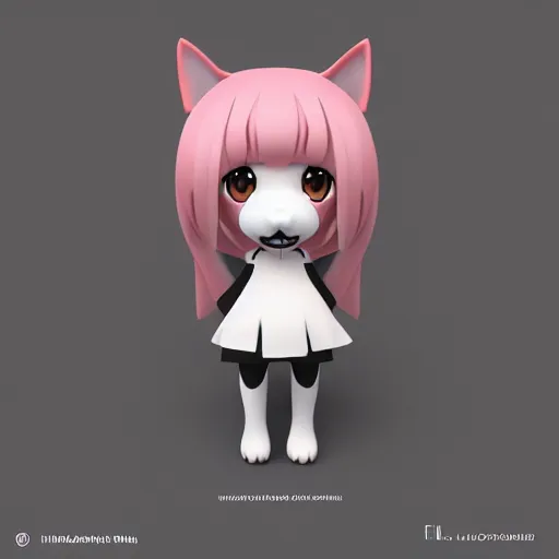 Prompt: cute fumo plush of a huskygirl, dog girl, anime, character design, distinctive silhouette, artstation, vray, chibi