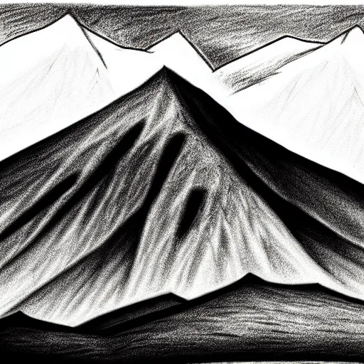 Pencil Drawing Of Mountains Sketch Stock Photo, Picture and Royalty Free  Image. Image 43284544.