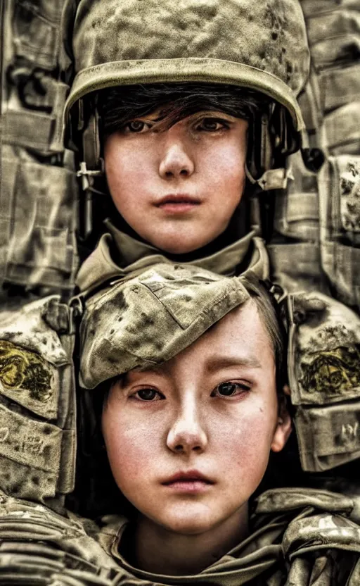 Image similar to portrait photo, highly detailed, high resolution, war photo, stunning, bokeh soft, 100mm, by ufotable anime studio, trending on instagram, by professional photographer, realistic human anatomy, real human faces, realistic military carrier, soldier clothing, modern warfare, realistic guns, low saturation