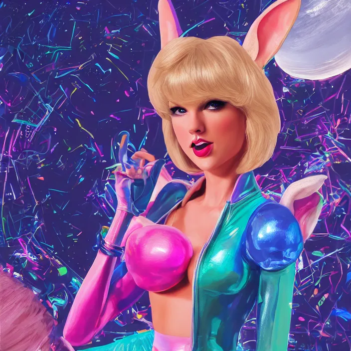 Image similar to portrait of Taylor Swift as Lola Bunny in Space Jam 1996. intricate abstract. intricate artwork. by Tooth Wu, wlop, beeple, dan mumford. octane render, trending on artstation, greg rutkowski very coherent symmetrical artwork. cinematic, hyper realism, high detail, octane render, 8k, iridescent accents