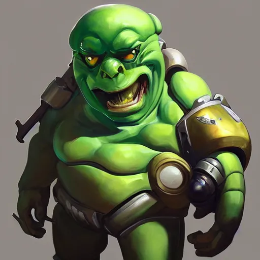 Image similar to greg manchess portrait painting of armored slimer as overwatch character, medium shot, asymmetrical, profile picture, organic painting, sunny day, matte painting, bold shapes, hard edges, street art, trending on artstation, by huang guangjian and gil elvgren and sachin teng