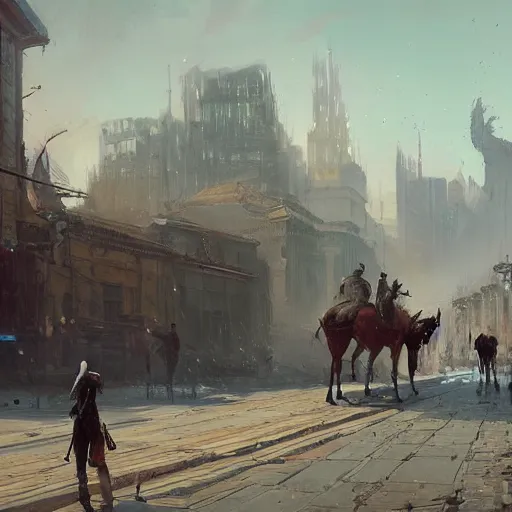 Image similar to western city, duel, paint by greg rutkowski