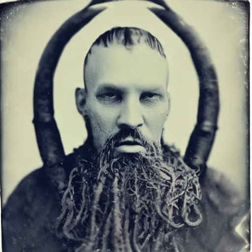 Image similar to tintype photo close up of a Cthulhu