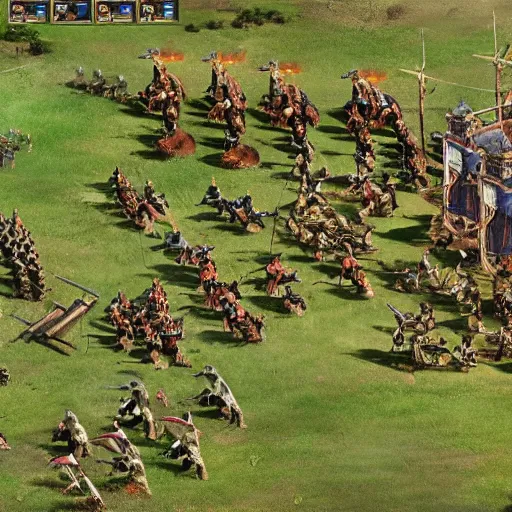 Image similar to a realistic battle scene featuring age of empires units