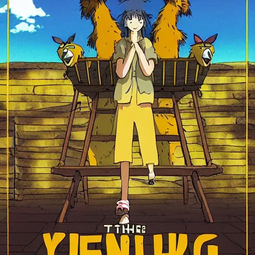 Prompt: the yellow king, ghibli style, anime