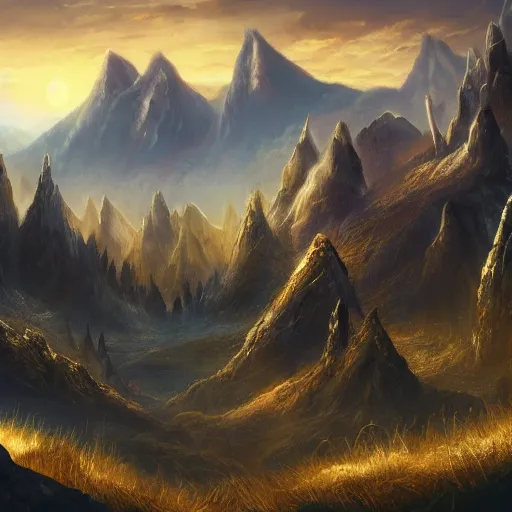 Prompt: The horror landscape with mountains in the background, Sci-Fi fantasy wallpaper, painted, 4k, high detail, sharp focus