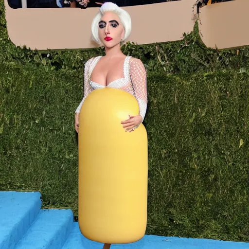 Image similar to lady gaga wearing a emmental cheese based dress