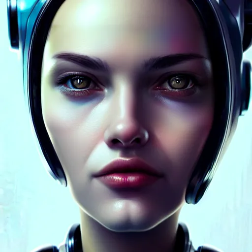 Image similar to portrait of beautiful girl with robot body, close up, portrait, cinematic, elegant, artstation, intricate, highly detailed, digital painting, artstation, concept art, sharp focus, illustration, cyberpunk, cgsociety, 8 k