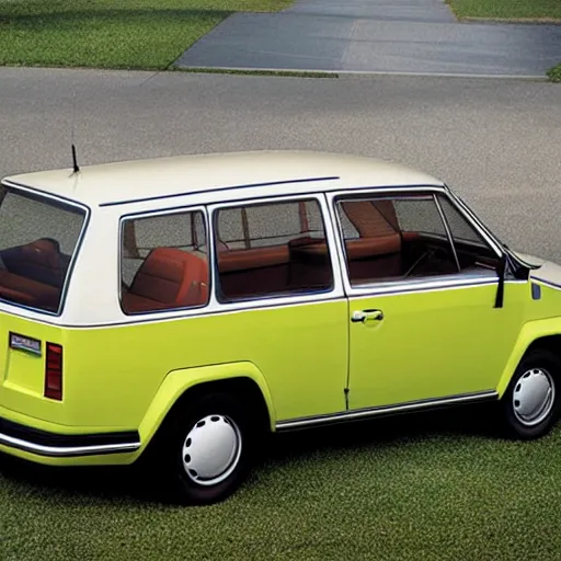 Prompt: 1980 Volkswagen designed by a lime, product photo,