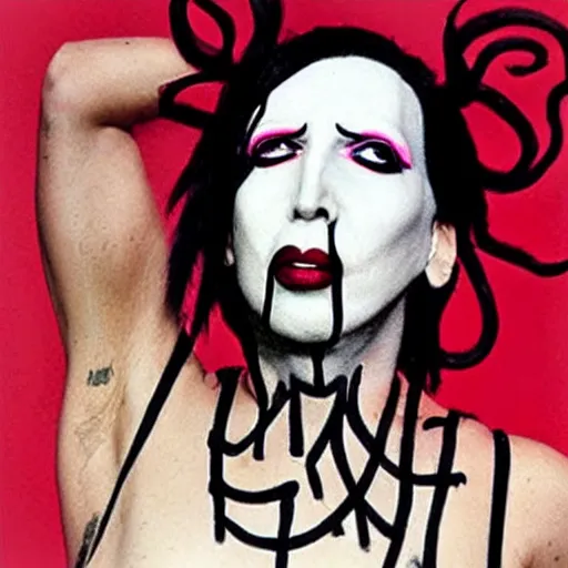 Image similar to marilyn manson as medusa