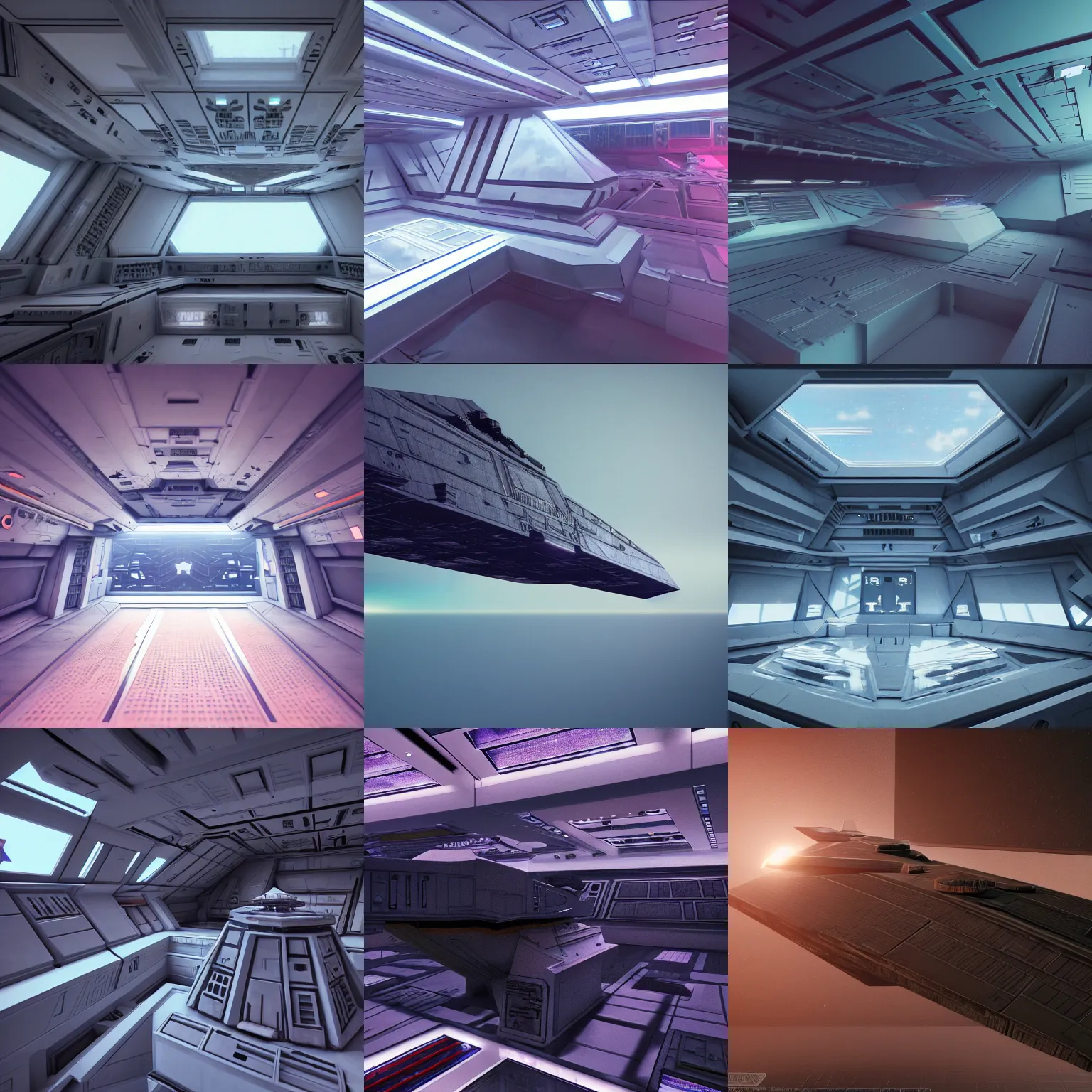 Prompt: interior of a star destroyer, vaporwave, ultra detailed, artstation, 8 k