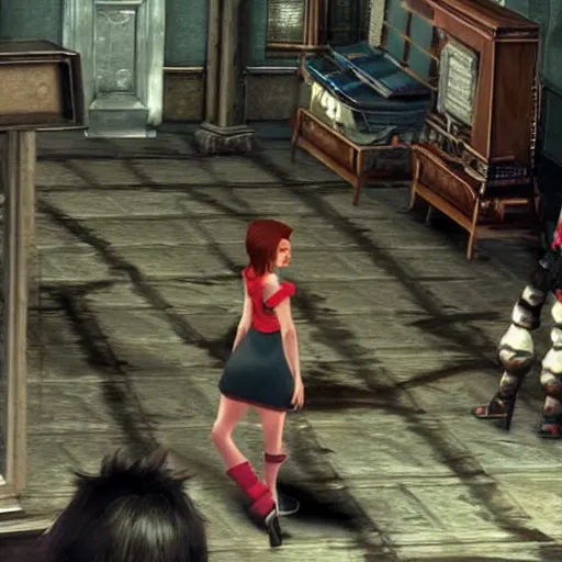 Image similar to a still frame from the video game final fantasy vii, starring nancy pelosi