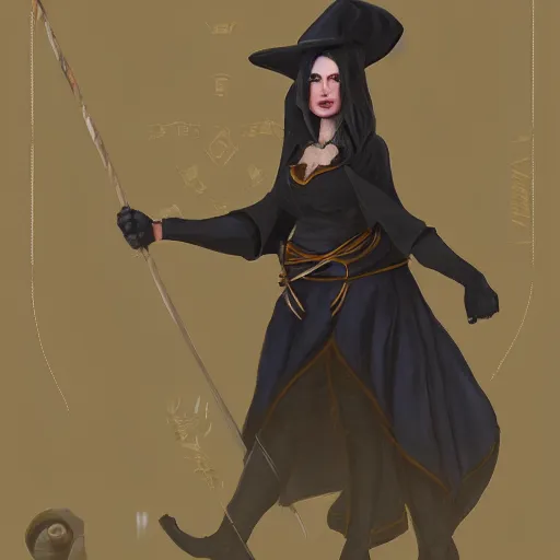 Image similar to medieval witch in grand hall, trending on artstation