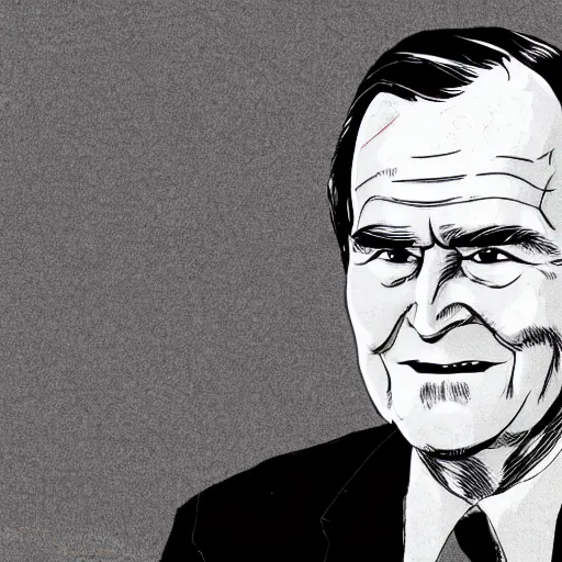 Prompt: George H.W. Bush, by Tsutomu Nihei, highly detailed, 8K