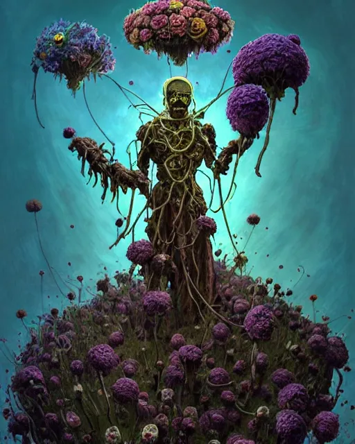 Image similar to the platonic ideal of flowers, rotting, insects and praying of cletus kasady carnage thanos davinci dementor wild hunt chtulu mandelbulb rick and morty doctor manhattan bioshock, caustic, ego death, decay, dmt, psilocybin, concept art by randy vargas and greg rutkowski and zdzisław beksinski