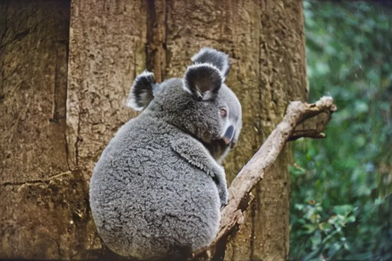 Image similar to a photo of a gravy koala in its natural habitat, kodak ektachrome e 1 0 0 photography