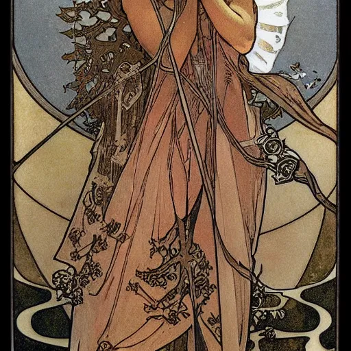 Prompt: the death tarot card by Mucha