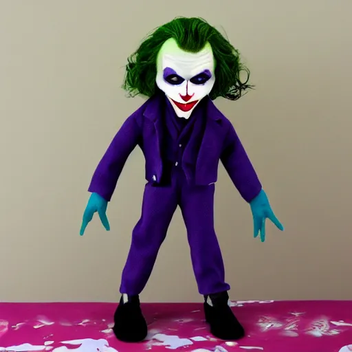 Image similar to creepy The Joker doll