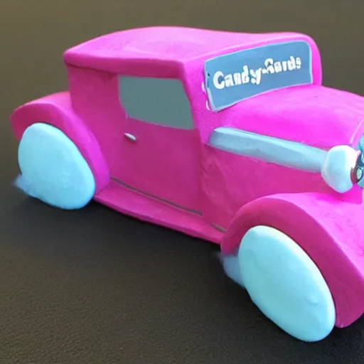 Prompt: a car made by candy