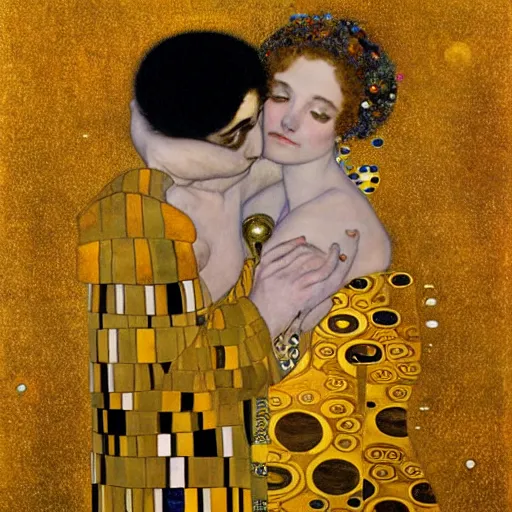 Prompt: the sun and moon yearning for each other, symbolist painting, art by gustav klimt, intricately detailed, highly detailed, 8 k, trending on artstation
