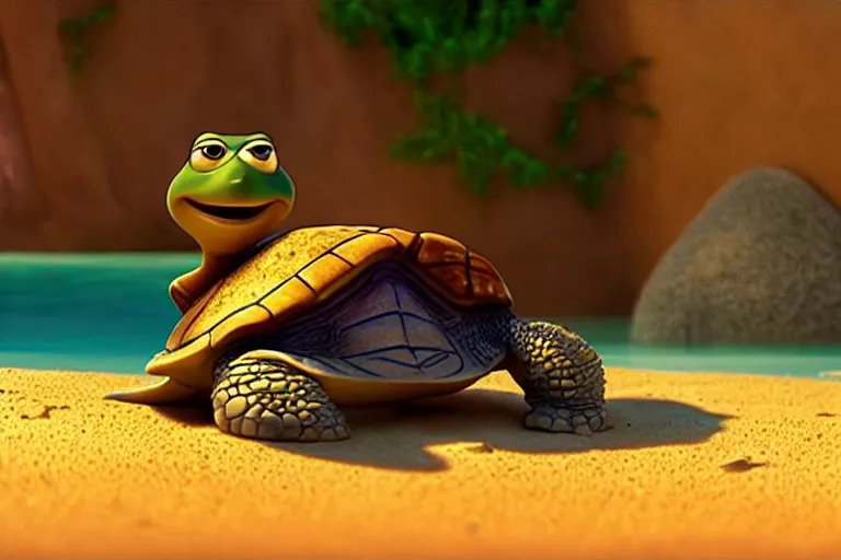 Image similar to pixar's alex the arab turtle film screen grab ; 8 k uhd ; very detailed, top all time / r / cineshots ;