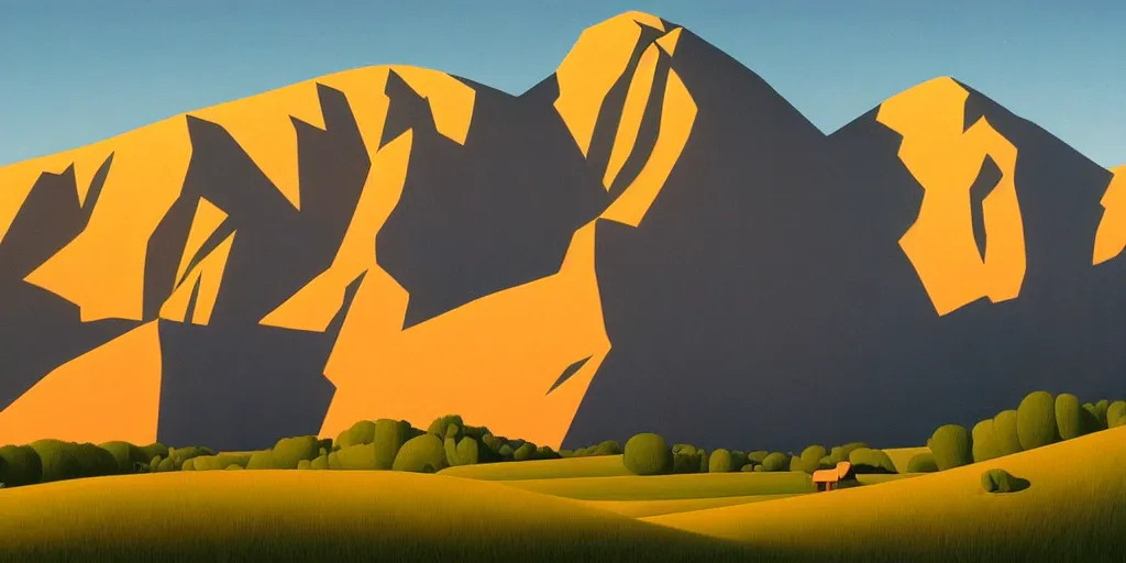 Image similar to the mountain in the distance, summer evening, kenton nelson