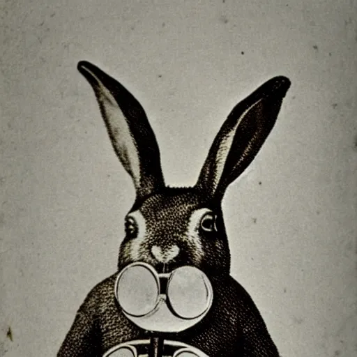 Image similar to a rabbit wearing a monocle, antique photograph