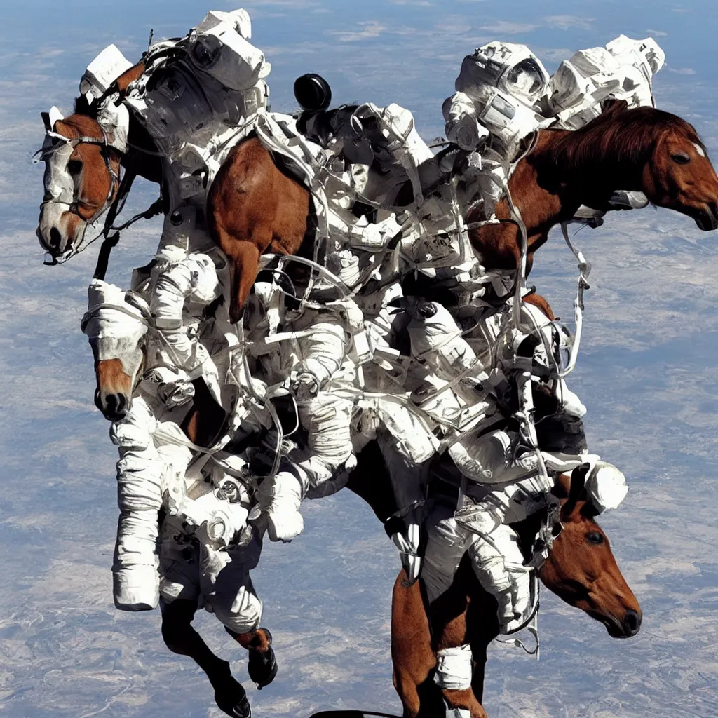 Prompt: horse on astronaut's back