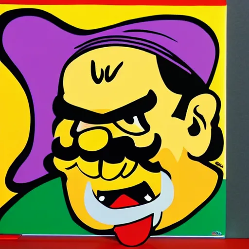 Image similar to wario eating a hot dog stencil art