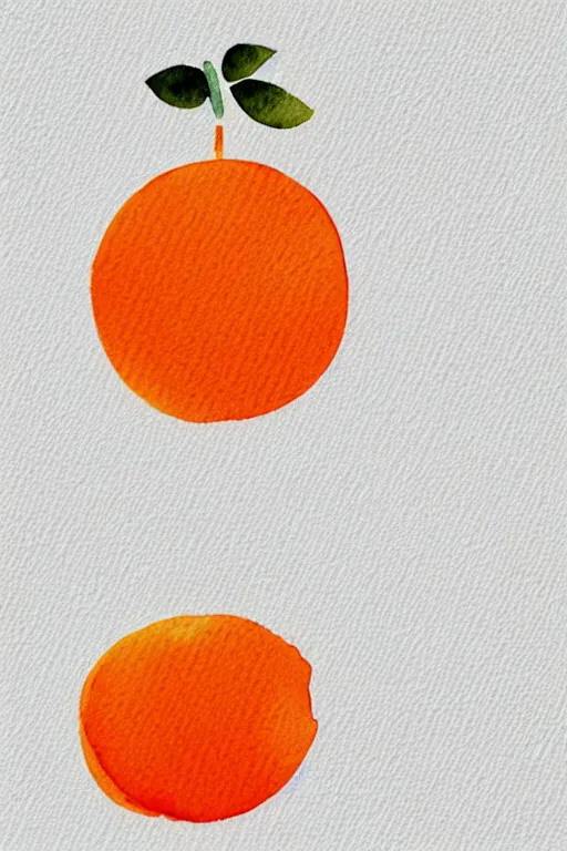 Image similar to minimalist watercolor art of an orange on white background, illustration, vector art