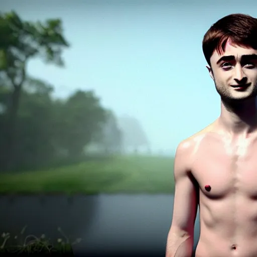 Prompt: hybrid of daniel radcliffe and a!! radish!!, film still,!! red skin!!,!! leaf ears!!, professional makeup, unreal engine 5, render, seeds, 8 k, trending on artstation