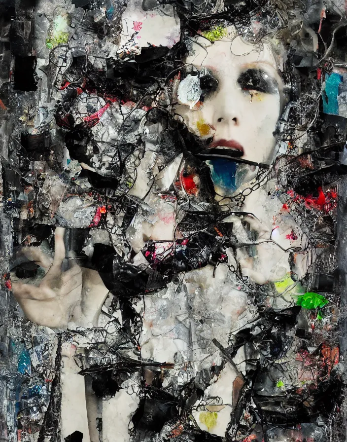 nymphomaniac from japan, mixed media collage, | Stable Diffusion