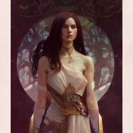 Prompt: a full body portrait of a beautiful ethereal child girl warrior, intricate, elegant, highly detailed, digital painting, artstation, concept art, smooth, sharp focus, illustration, art by krenz cushart and artem demura and alphonse mucha