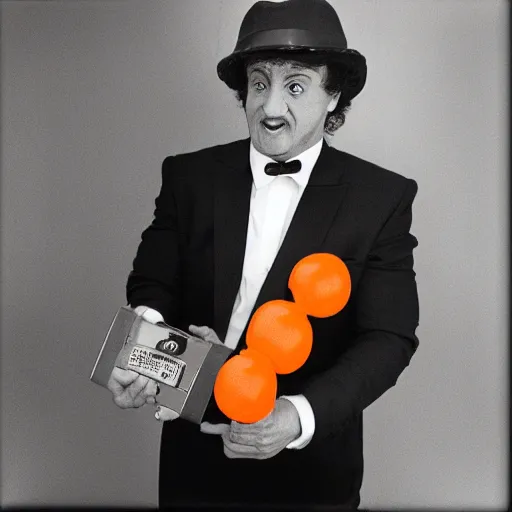Image similar to hybrid of orange and stallone, funny award - winning photo, rolleiflex tlr