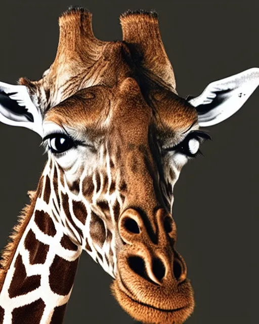 Image similar to a photo of a giraffe with jeff goldblum's face