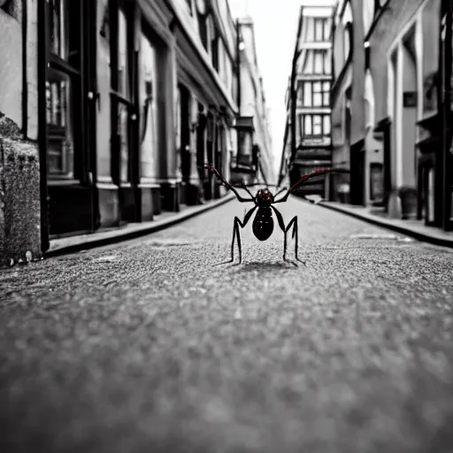 Image similar to a huge ant in a london street, photography, cinematic