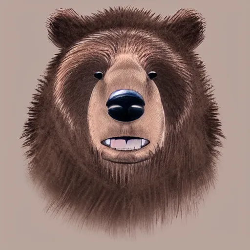 Prompt: Anime frazzled brown bear headshot, Anime art by Avetetsuya Studios trending on Artstation, blank background, no cropping