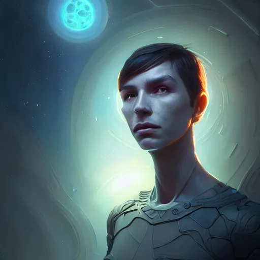 Image similar to highly detailed portrait from a male alien, extraterrestrial, aquatic, stephen bliss, unreal engine, fantasy art by greg rutkowski, loish, rhads, ferdinand knab, makoto shinkai and lois van baarle, ilya kuvshinov, rossdraws, tom bagshaw, global illumination, radiant light, detailed and intricate environment