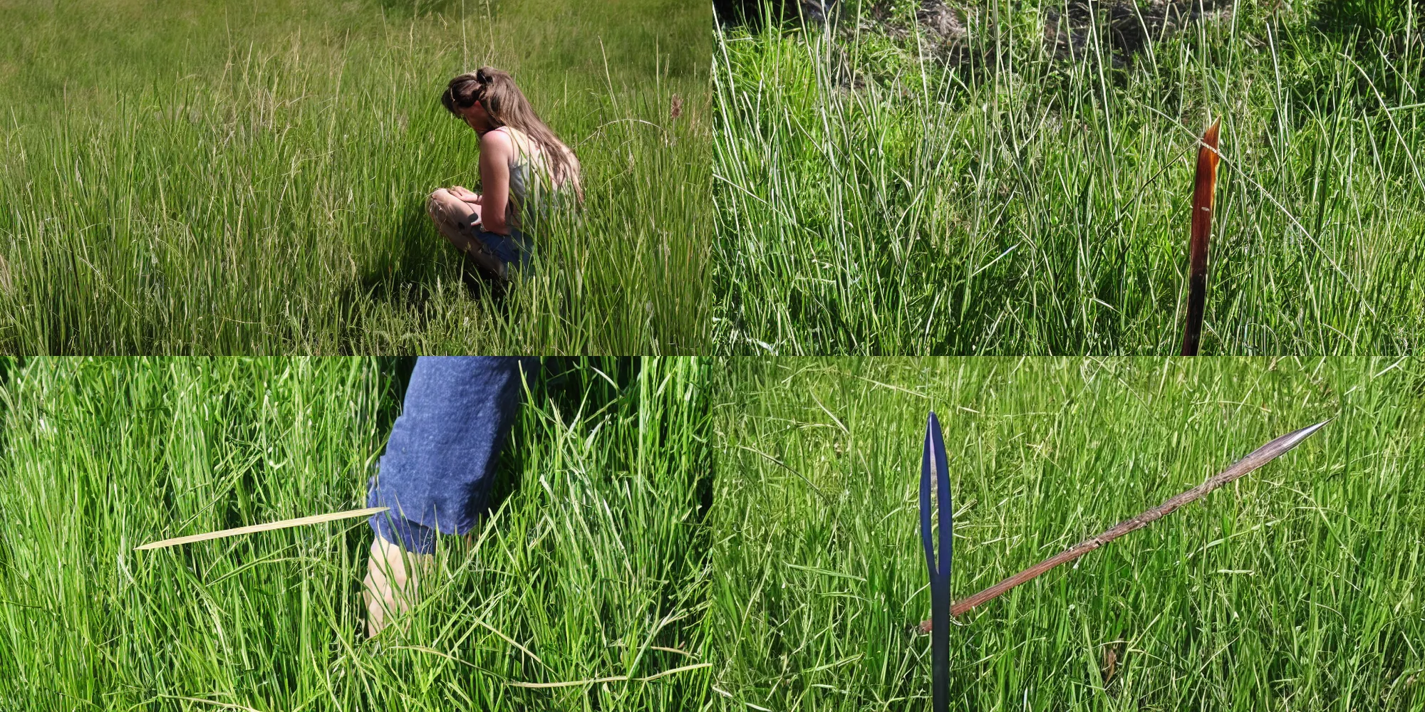 Prompt: I lean and loafe at my ease observing a spear of summer grass.