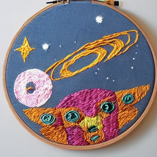 Prompt: Liminal space in outer space!!!!!!, (((embroidery)))